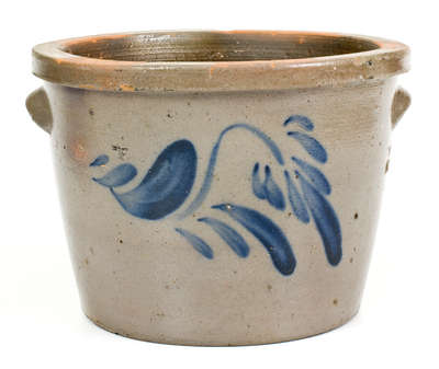 J.M. HICKERSON / STRASBURG, VA Stoneware Pan w/ Cobalt Floral Decoration