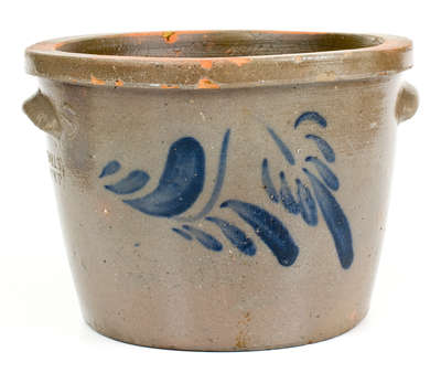 J.M. HICKERSON / STRASBURG, VA Stoneware Pan w/ Cobalt Floral Decoration