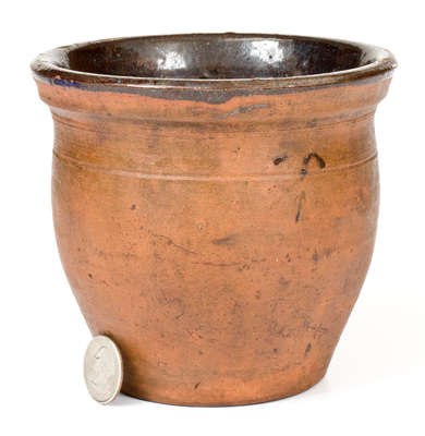 Very Rare Small-Sized Redware Jar, Stamped