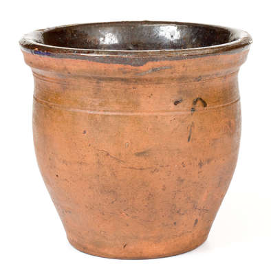 Very Rare Small-Sized Redware Jar, Stamped 