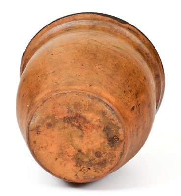 Very Rare Small-Sized Redware Jar, Stamped 