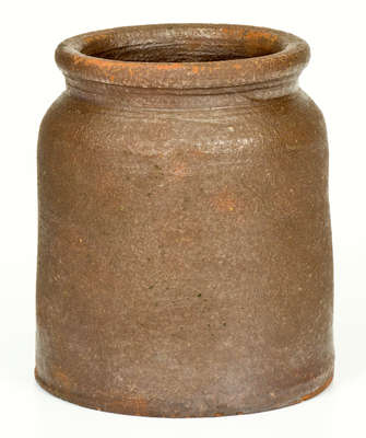 Rare Small-Sized Redware Jar, Stamped 