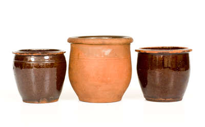 Three Signed Redware Jars, Mid-Atlantic origin, second half 19th century