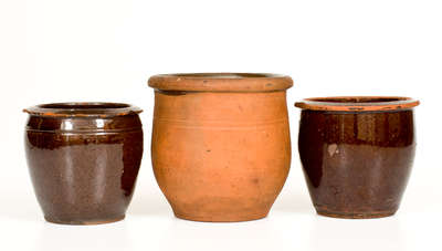 Three Signed Redware Jars, Mid-Atlantic origin, second half 19th century