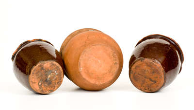 Three Signed Redware Jars, Mid-Atlantic origin, second half 19th century