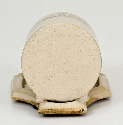 Rare Miniature Stoneware Chicken Waterer w/ Boston Advertising, MADE BY W.R. & CO. / AKRON, O.