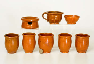 Rare Group of 8 New Market, Virginia Redware Miniatures, John G. Coffman