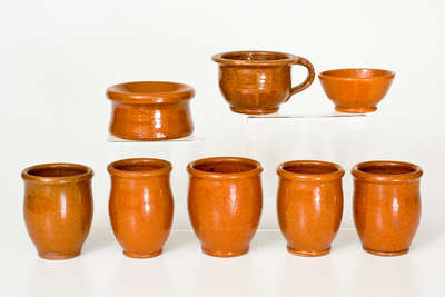 Rare Group of 8 New Market, Virginia Redware Miniatures, John G. Coffman