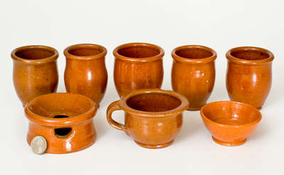 Rare Group of 8 New Market, Virginia Redware Miniatures, John G. Coffman