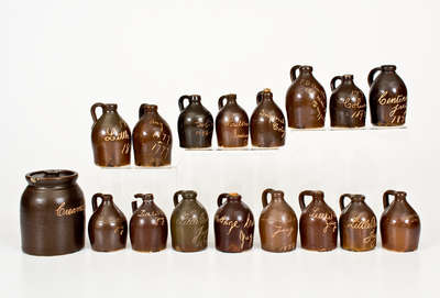 Scarce Collection of Seventeen Stoneware Miniatures, attrib. Norton Family, Bennington, VT