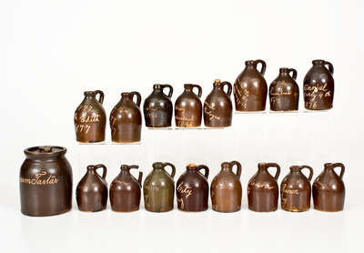 Scarce Collection of Seventeen Stoneware Miniatures, attrib. Norton Family, Bennington, VT