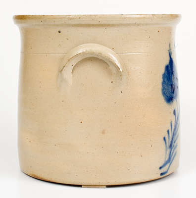 Two-Gallon CORTLAND, New York Stoneware Crock w/ Cobalt Floral Decoration