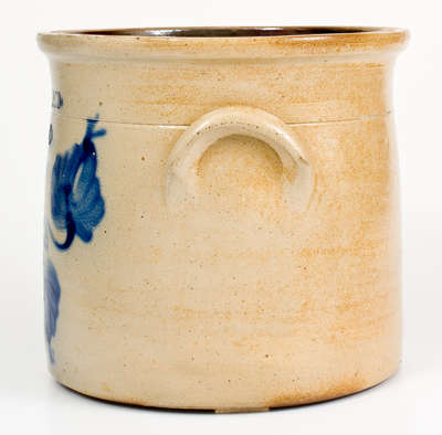 Two-Gallon CORTLAND, New York Stoneware Crock w/ Cobalt Floral Decoration