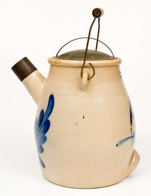 Exceptional EVAN R. JONES / PITTSTON, PA Stoneware Batter Pail w/ Man-in-the-Moon Decoration