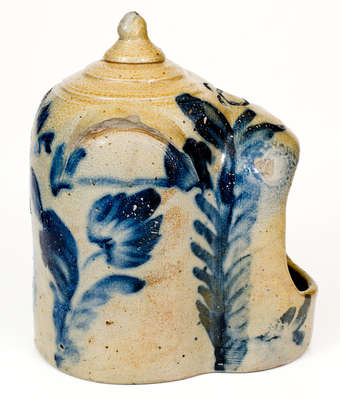 Richard Remmey, Philadelphia, PA Stoneware Chick Waterer w/ Elaborate Floral Decoration