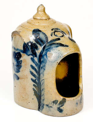 Richard Remmey, Philadelphia, PA Stoneware Chick Waterer w/ Elaborate Floral Decoration
