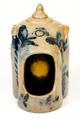 Richard Remmey, Philadelphia, PA Stoneware Chick Waterer w/ Elaborate Floral Decoration