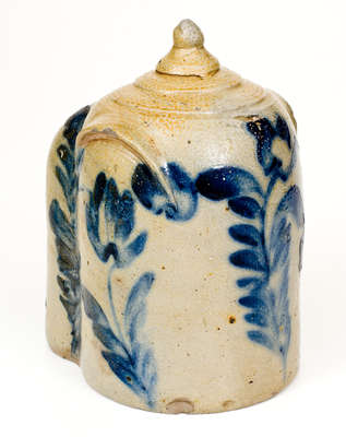 Richard Remmey, Philadelphia, PA Stoneware Chick Waterer w/ Elaborate Floral Decoration