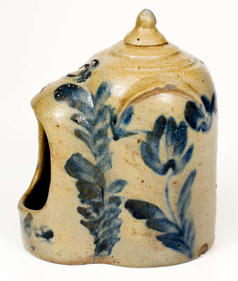 Richard Remmey, Philadelphia, PA Stoneware Chick Waterer w/ Elaborate Floral Decoration