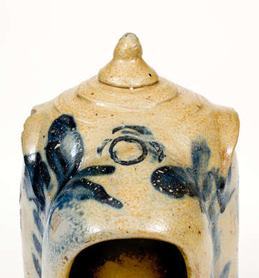 Richard Remmey, Philadelphia, PA Stoneware Chick Waterer w/ Elaborate Floral Decoration