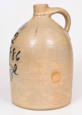 Rare Two-Gallon J. BURGER / ROCHESTER, N.Y. Stoneware Jug w/ Floral Decoration, 1886