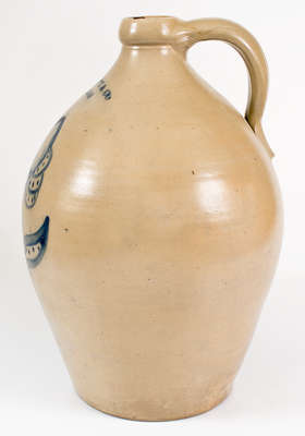 3 Gal. N. CLARK & CO. / LYONS Stoneware Jug w/ Large Floral Decoration