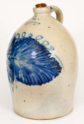 COWDEN & WILCOX / HARRISBURG, PA Stoneware Jug w/ Exceptional Leaf and Floral Decoration