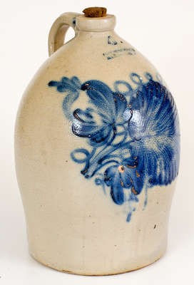 COWDEN & WILCOX / HARRISBURG, PA Stoneware Jug w/ Exceptional Leaf and Floral Decoration