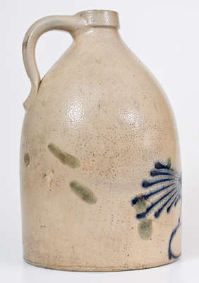 2 Gal. WHITES UTICA Stoneware Jug w/ Bird Decoration