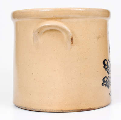 3 Gal. J. BURGER / ROCHESTER, NY Stoneware Crock w/ Slip-Trailed Foliate Decoration