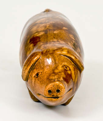 Rare Rockingham Pig Flask attrib. Henry Thomas, Louisville, Kentucky
