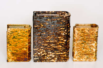 Lot of Three: Flint Enamel Book Flasks att. Lyman, Fenton & Co., Bennington, VT