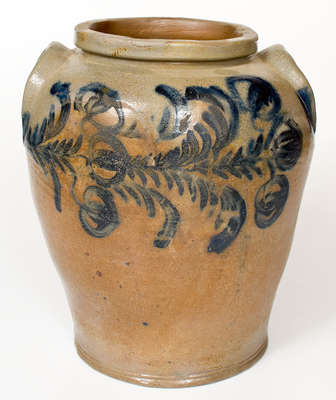 4 Gal. Baltimore Stoneware Jar w/ Elaborate Floral Decoration, circa 1830