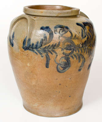 4 Gal. Baltimore Stoneware Jar w/ Elaborate Floral Decoration, circa 1830
