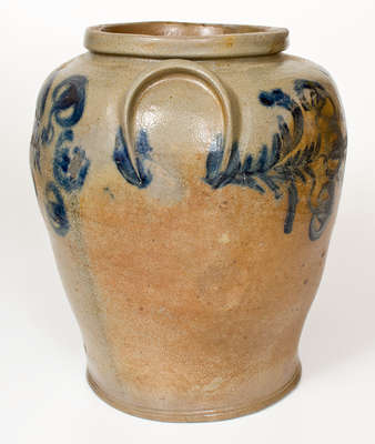 4 Gal. Baltimore Stoneware Jar w/ Elaborate Floral Decoration, circa 1830