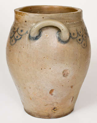 3 Gal. Manhattan Stoneware Jar w/ Impressed Fish Scale Decoration, c1800