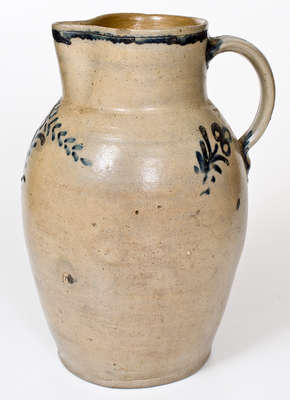Rare Two-Gallon Baltimore Stoneware Pitcher w/ Slip-Trailed Design, attrib. Parr & Burland