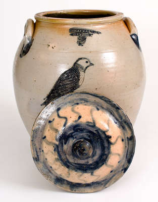 Very Rare T. CRAFTS & CO. / WHATELY Stoneware Water Cooler w/ Incised Bird