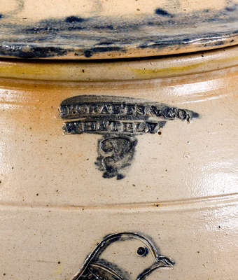 Very Rare T. CRAFTS & CO. / WHATELY Stoneware Water Cooler w/ Incised Bird