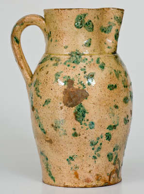Rare BAECHER / WINCHESTER, VA Redware Pitcher w/ Elaborate Copper Slip Decoration