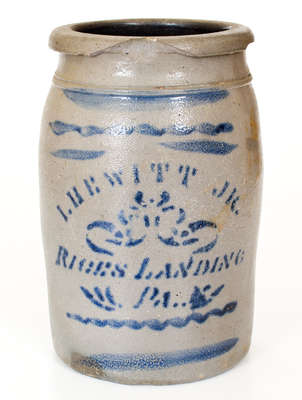 Isaac Hewitt, Jr., Rice's Landing, PA Stoneware Jar