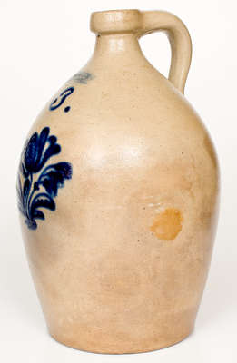 3 Gal. JOHN BURGER / ROCHESTER Stoneware Jug with Floral Decoration