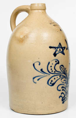 3 Gal. BALLARD & BROTHERS / BURLINGTON, VT Stoneware Jug w/ Slip-Trailed Stars