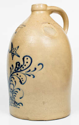 3 Gal. BALLARD & BROTHERS / BURLINGTON, VT Stoneware Jug w/ Slip-Trailed Stars