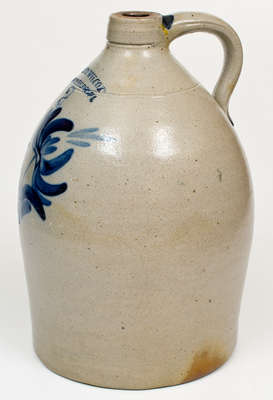 2 Gal. COWDEN & WILCOX / HARRISBURG, PA Stoneware Jug w/ Floral Decoration