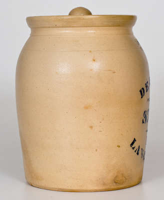 F. H. COWDEN Stoneware Jar w/ DEMUTH S SNUFF / LANCASTER, PA Advertising