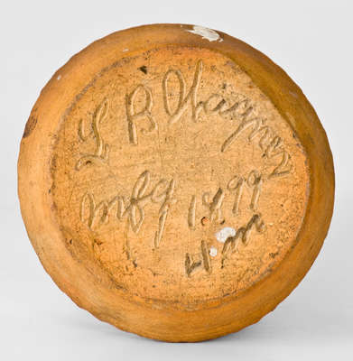 Rare Redware Flowerpot Saucer Signed "L. B. Wagner," Carbon County, PA, 1899
