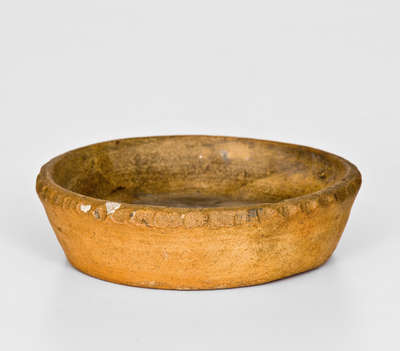 Rare Redware Flowerpot Saucer Signed "L. B. Wagner," Carbon County, PA, 1899