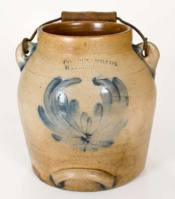 COWDEN & WILCOX / HARRISBURG, PA Cobalt-Decorated Stoneware Batter Pail