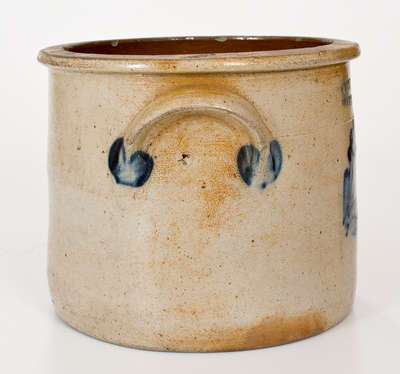 COWDEN & WILCOX / HARRISBURG, PA Stoneware Crock w/ Cobalt Floral Decoration